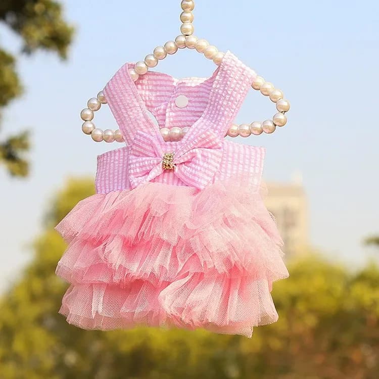 Vertical striped pink dress