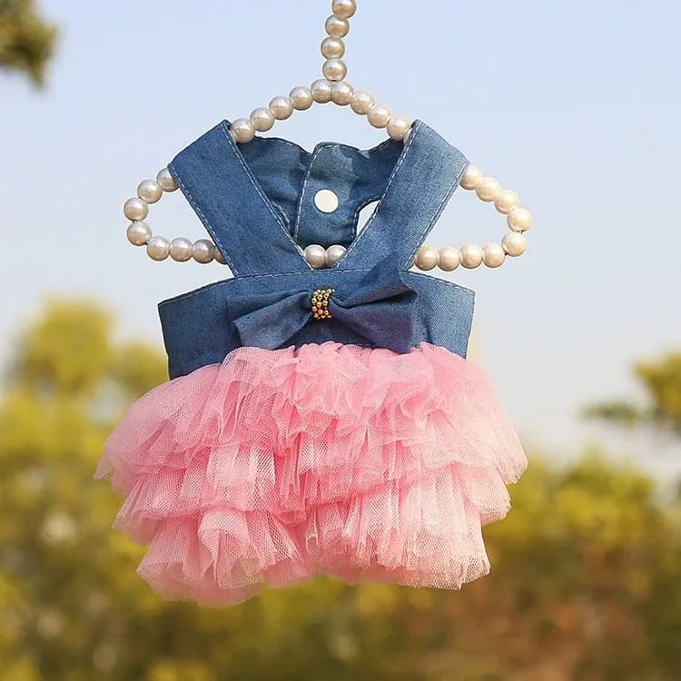 White Suspenders pink + denim