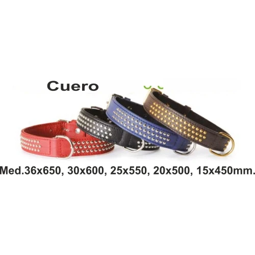 Collar cuero con esferas 35x650mm.negro