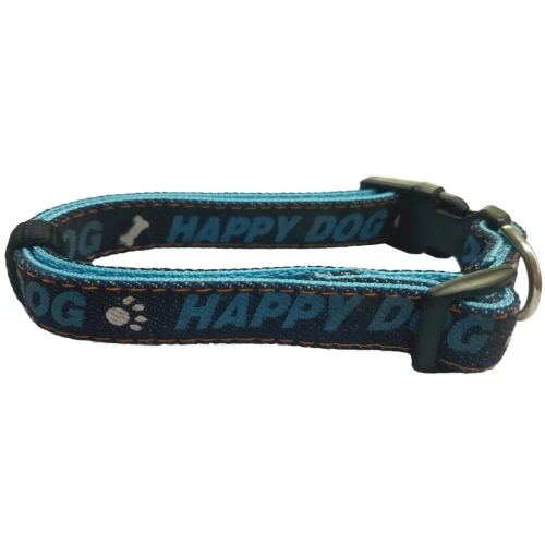 Collar nylon 15MM 25-35cm.happy dog azul