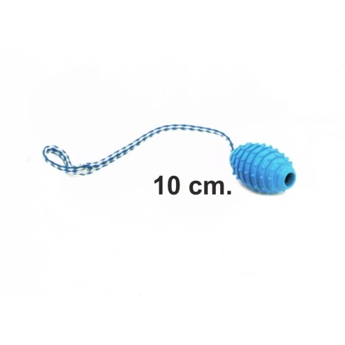 Juguete azul con tirador termoplastico 10 cm.