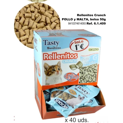 Rellenitos crunch cat pollo/malta 50 gr. c/40 bolsas