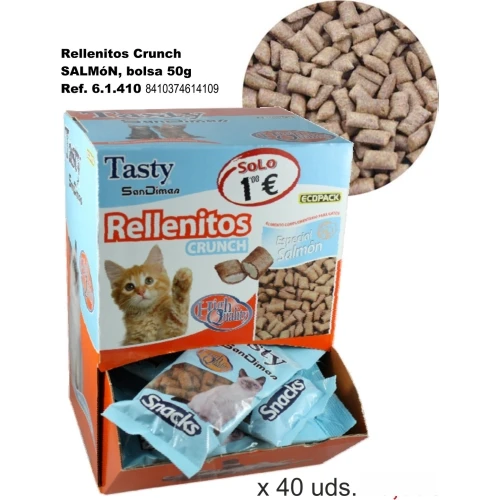 Rellenito crunch cat salmon bolsa 50gr. c/40 bolsas
