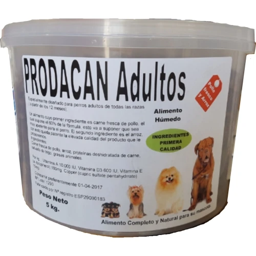 Prodacan adultos 5 kg. alimento natural semi-humedo
