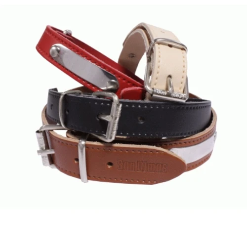 Collar cuero con placa 18MM 40CM marron