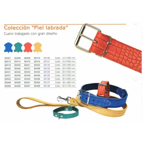 Collar piel labrado 15x350 verde
