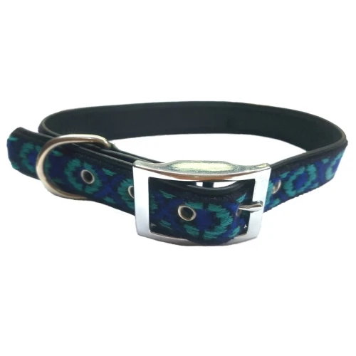 Collar cuero combi 25x500mm. azul