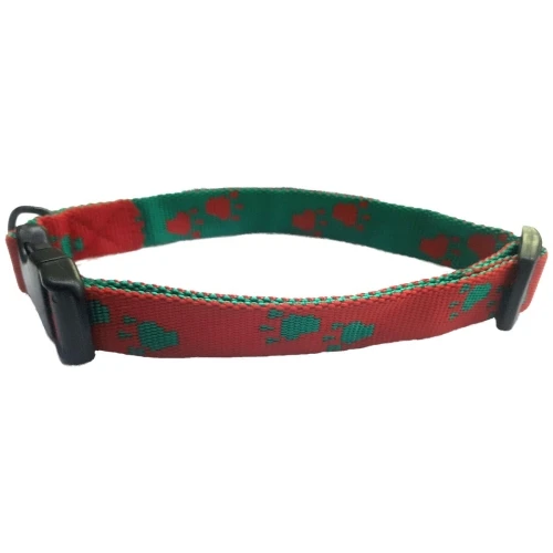 Collar huellas (20x400-500) verde/rojo