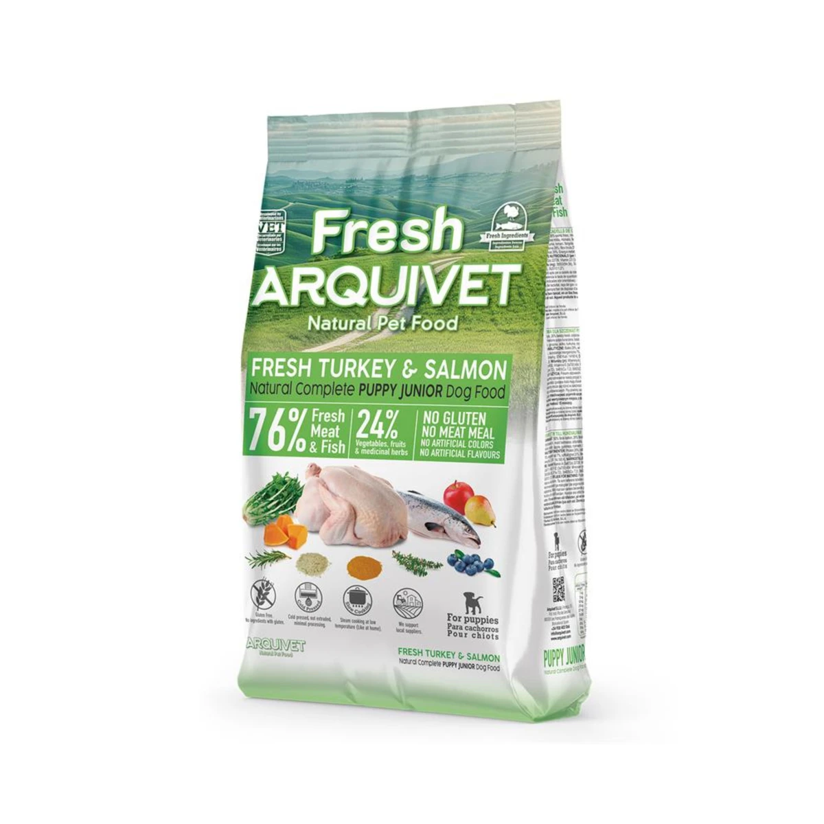Arquivet fresh puppy junior pavo & salmon 10 kg.