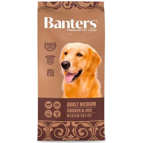 Banters dog adult medium chicken&rice 15 kg.