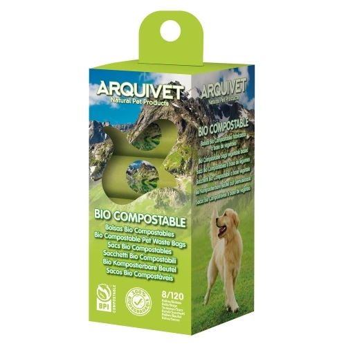 Bolsas biocompostables 8 rollos x 15 bolsas.