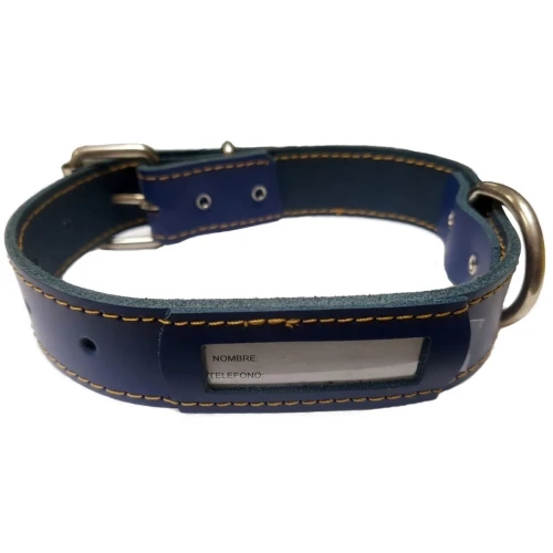 Collar cuero buzon azul 45x3cm