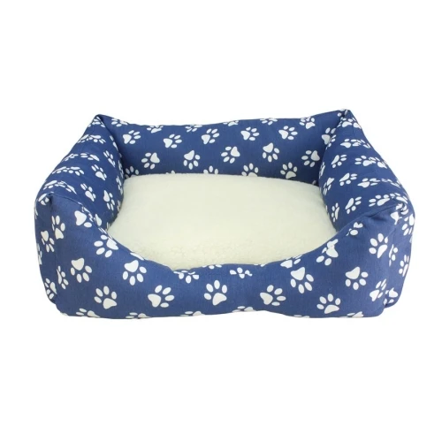 Cama cuadrada huellas azules 50x45x17cm.