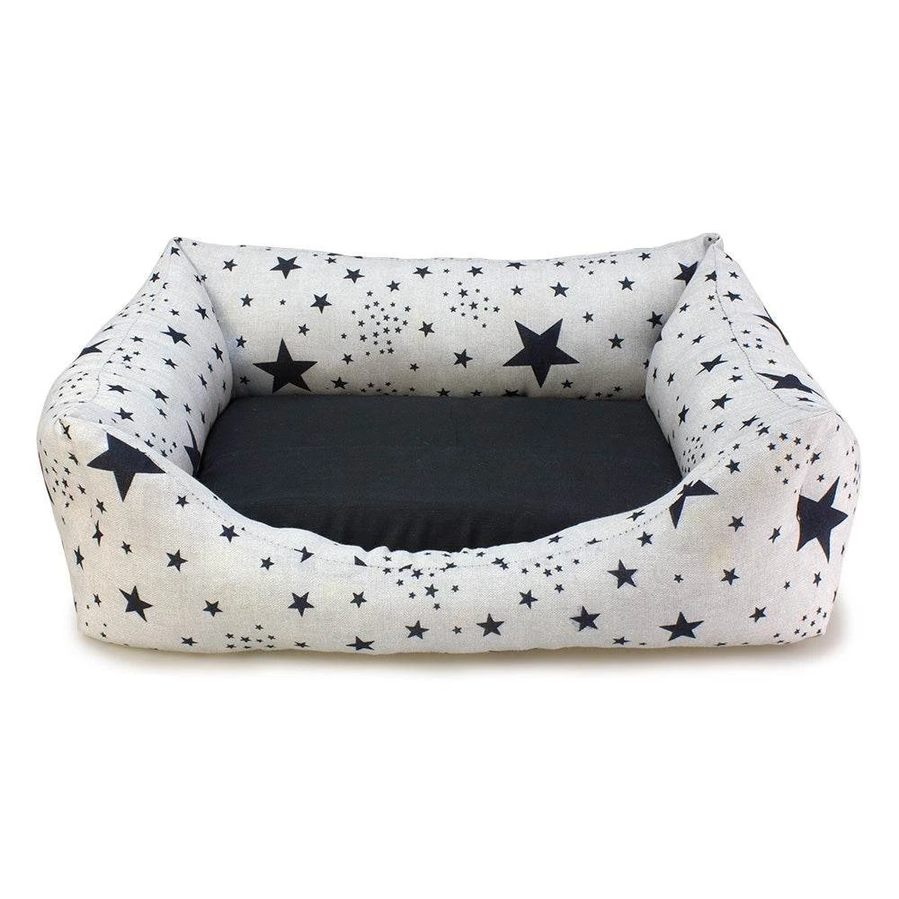 Cama cuadrada estrellas negras 70x55x19 cm.