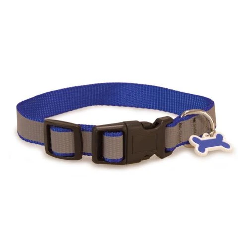 Collar perro reflectante azul 1,6x25/35cm.