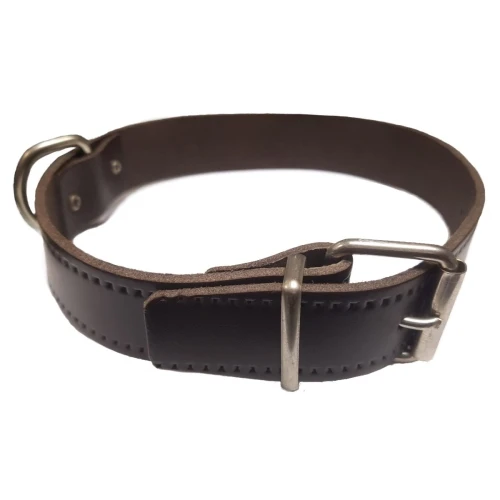 Collar cuero cromo flor 60x3.5cm