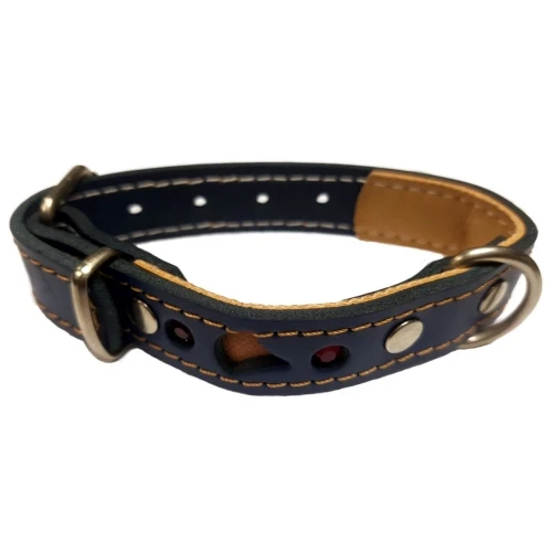 Collar cuero fantasia negro 28x2cm