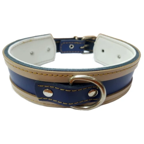 Collar galgo azul borde natural 35x4cm
