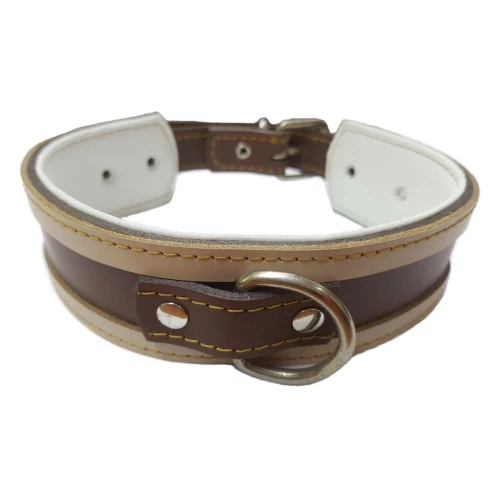 Collar galgo marron borde natural 35x4cm
