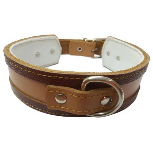 Collar galgo natural borde marron 35x4cm