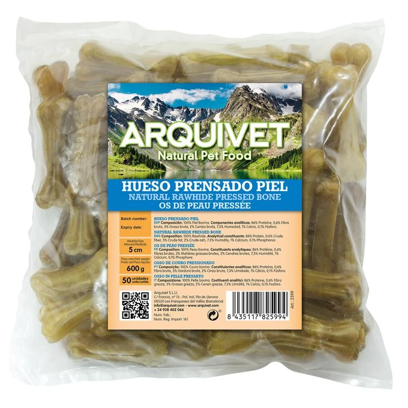 Hueso prensado piel 5cm. bolsa 50 uds.