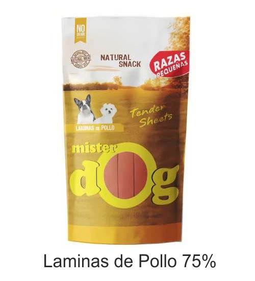 Snack laminas de pollo 70 gr. mister dog