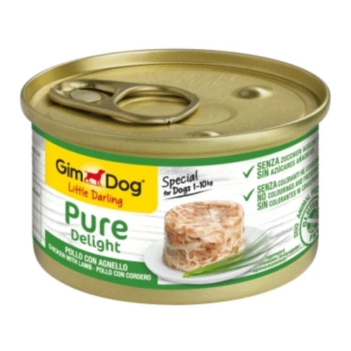 Lata perros gimdog pure delight pollo/cordero, 85gr.