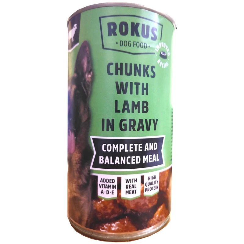 Lata perros cordero 1240 gr.rokus