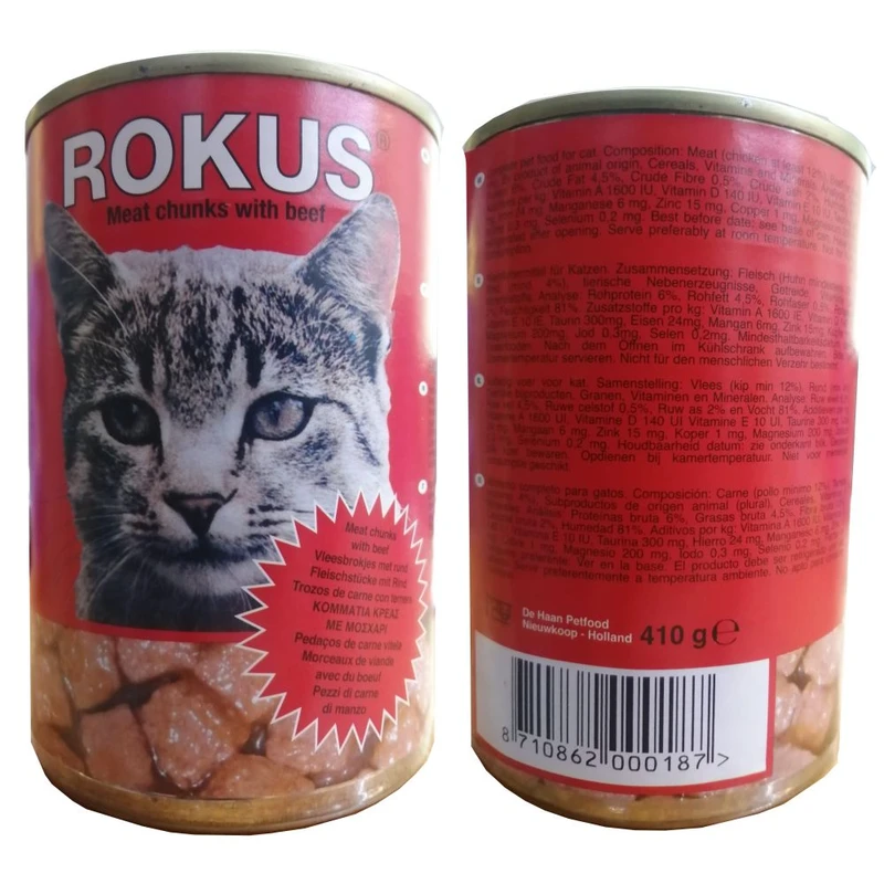 Lata gatos 410 gr.ternera rokus