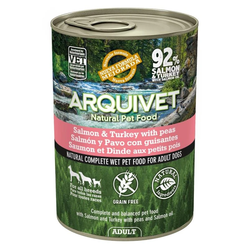 Lata salmon y pavo con guisantes 400gr.