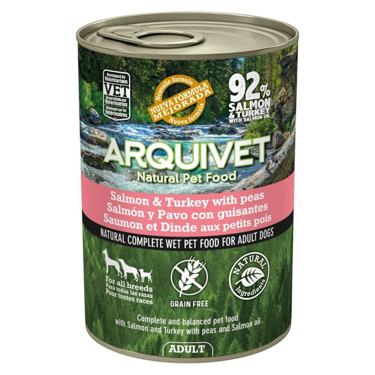 Lata salmon y pavo con guisantes 400gr.