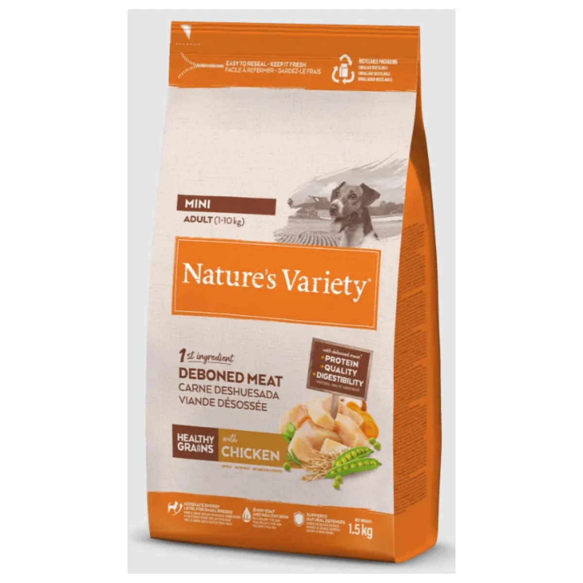 Natures variety healthy grain adult mini pollo 1,5 kg.