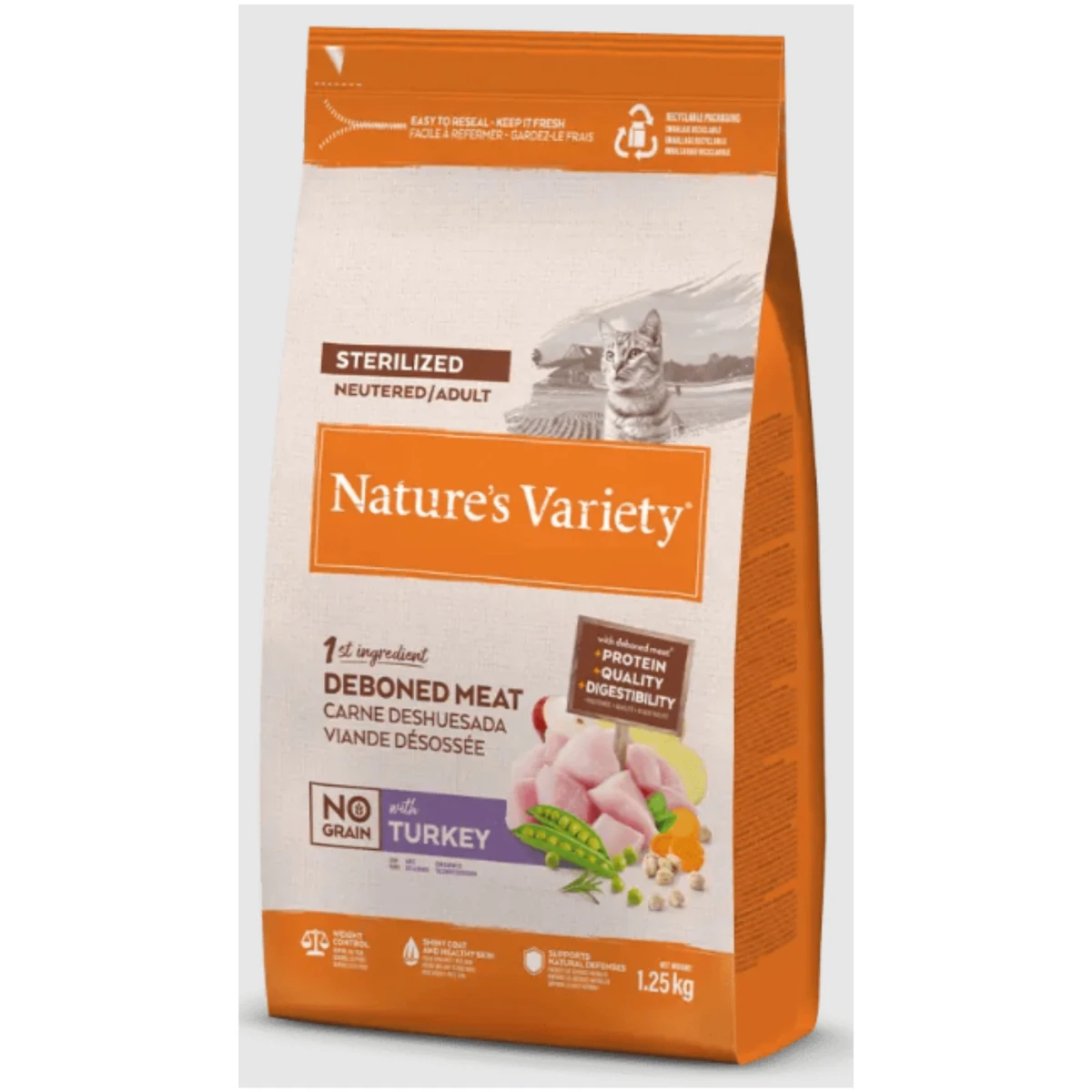 Natures variety cat no grain sterili pavo 1.25kg