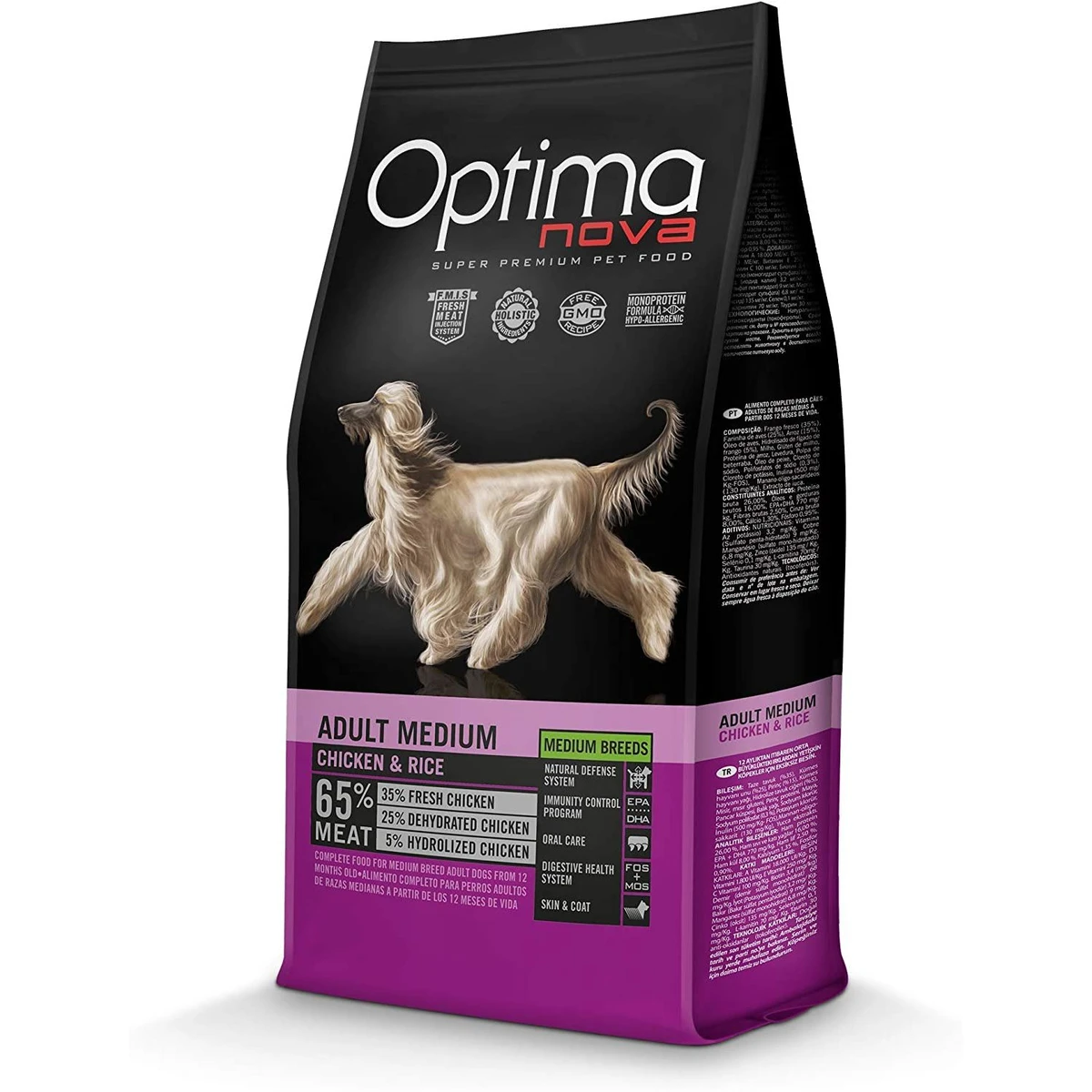 Optima nova adult medium pollo arroz 2 kg.