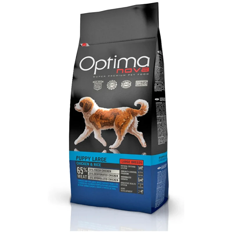 Optima nova puppy large pollo arroz 12 kg.