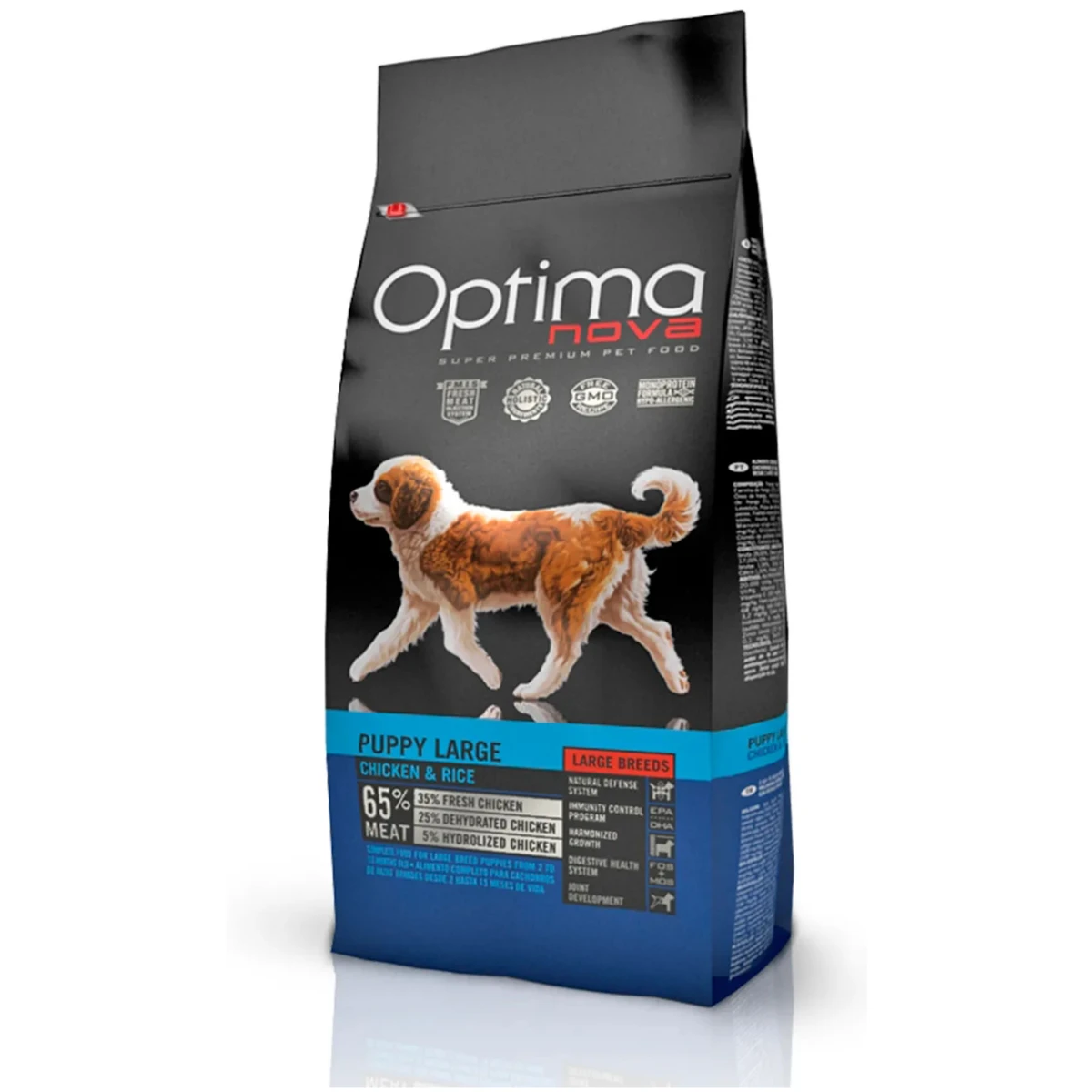 Optima nova puppy large pollo arroz 12 kg.