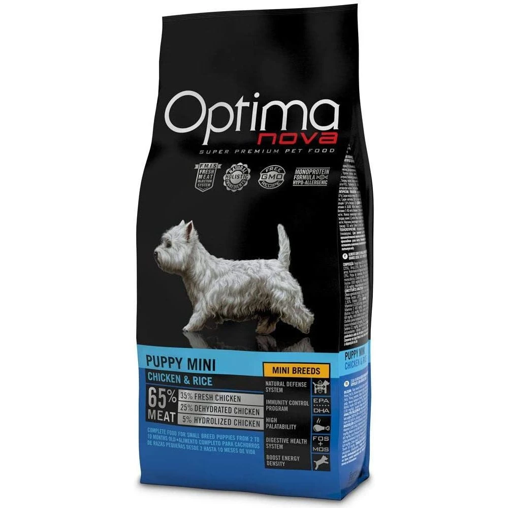 Optima nova puppy mini pollo arroz 2 kg.