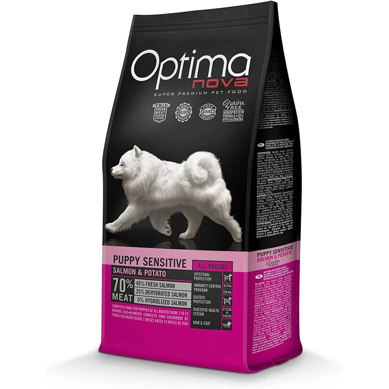 Optima nova puppy sensitive salmon patata 2 kg.