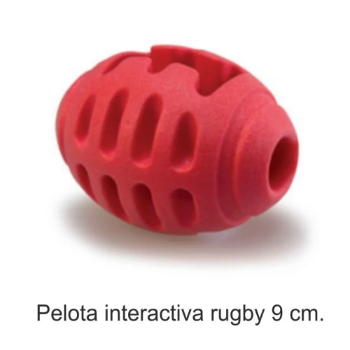 Pelota interactiva snacks rugby 9 cm.