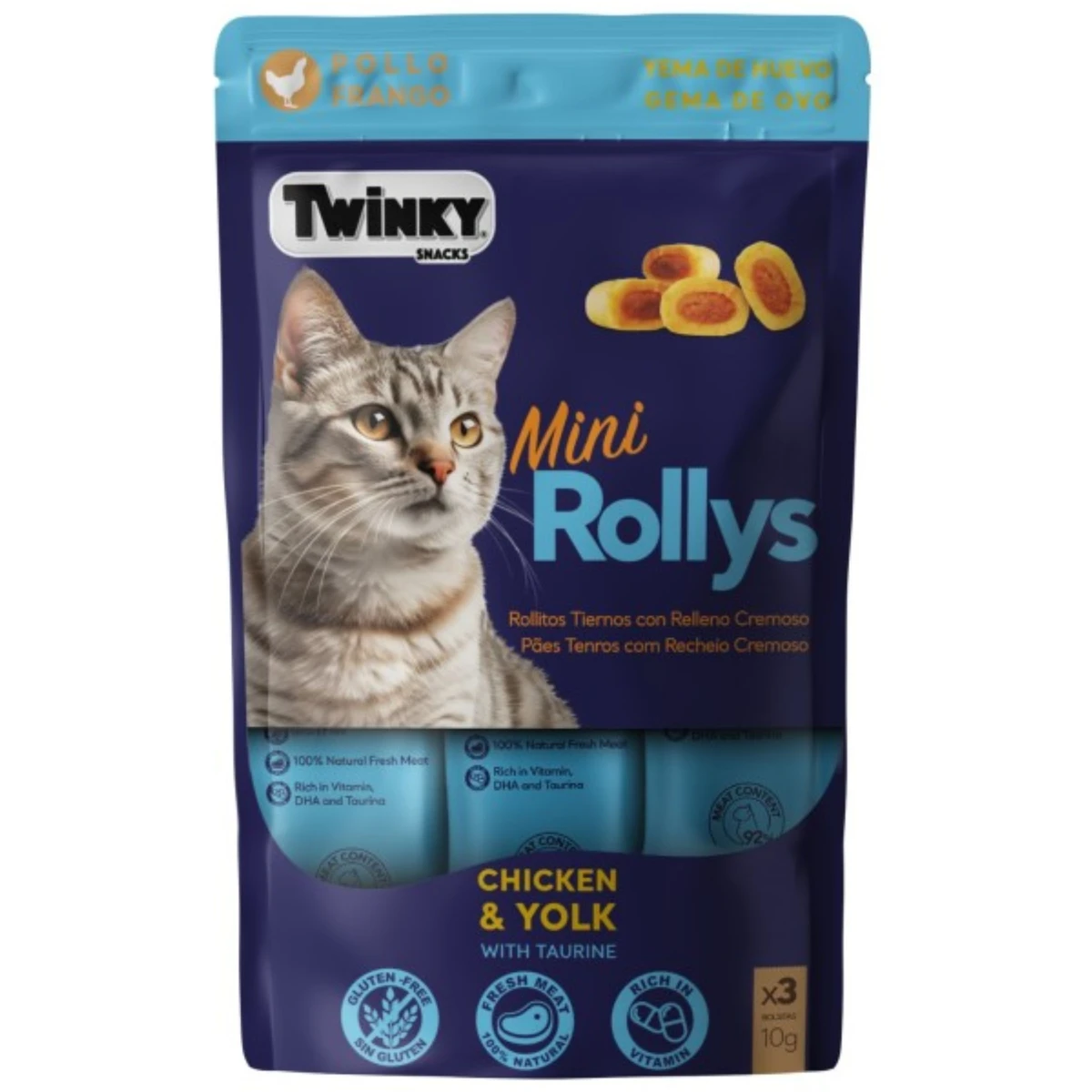 Snack twinky mini rollys yema de huevo 3x10gr.