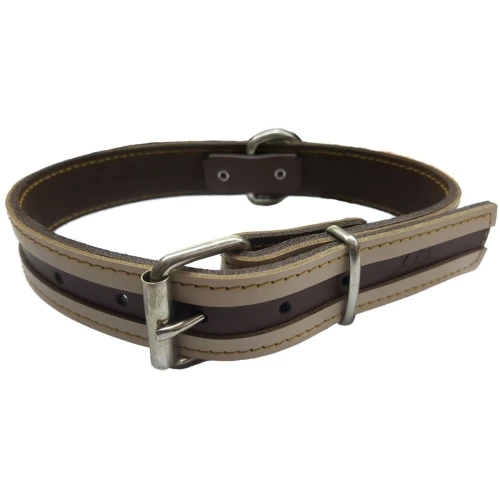Collar cuero via marron y beige 40x3cm
