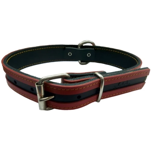 Collar cuero via rojo y negro 40x3cm